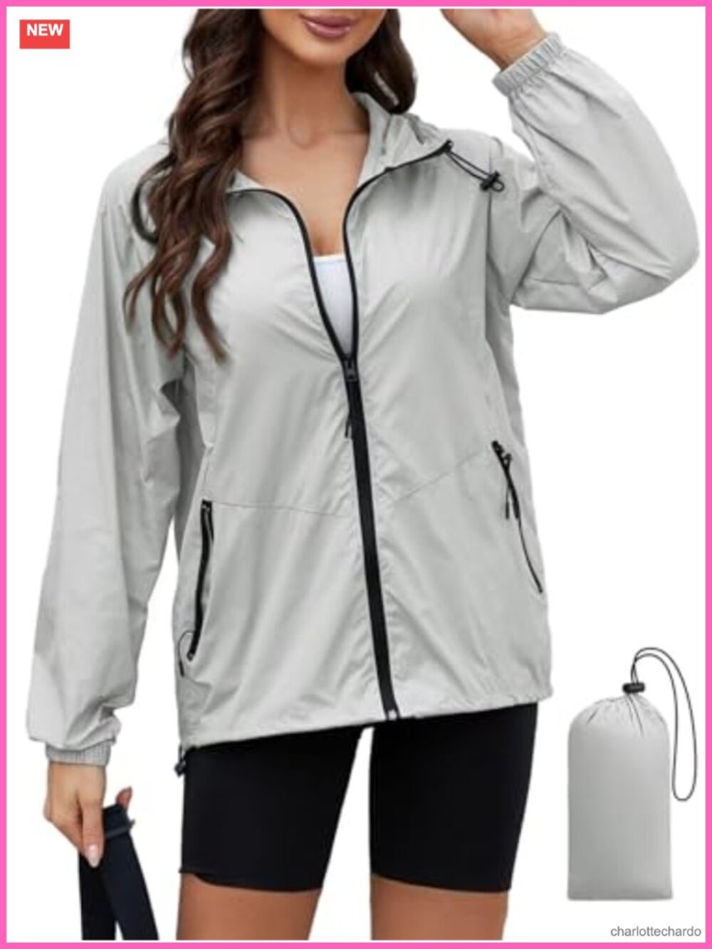 Lightweight Packable Rain Jacket with Hood Waterproof Windproof Travel
